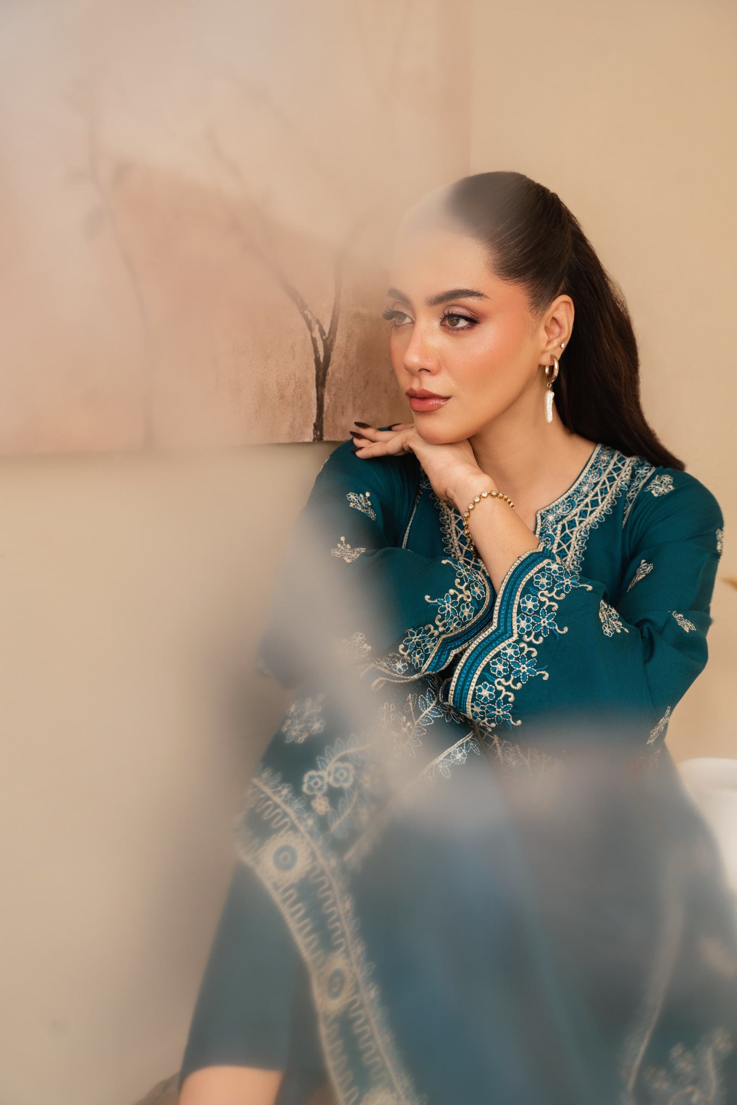 PREMIUM QUALITY 2-PIECE STICHED LONG LENGTH EMBROIDERED DRESS