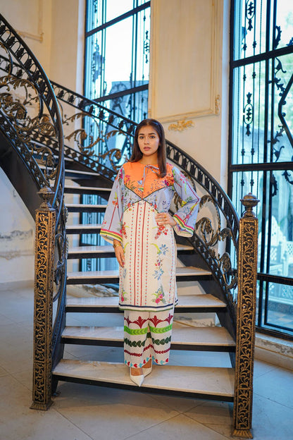 Premium Quality 2-Piece Stitched Long Length Printed Dress