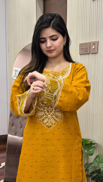 DORIA COTTON 2-PIECE STICHED EMBROIDERED DRESS