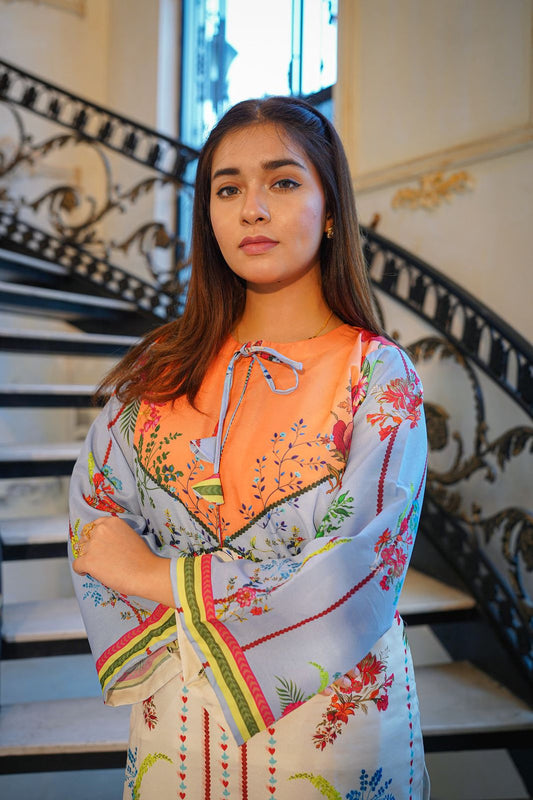 Premium Quality 2-Piece Stitched Long Length Printed Dress