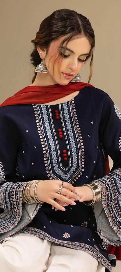 Premium Quality 3-Piece Stitched Embroidered Dress