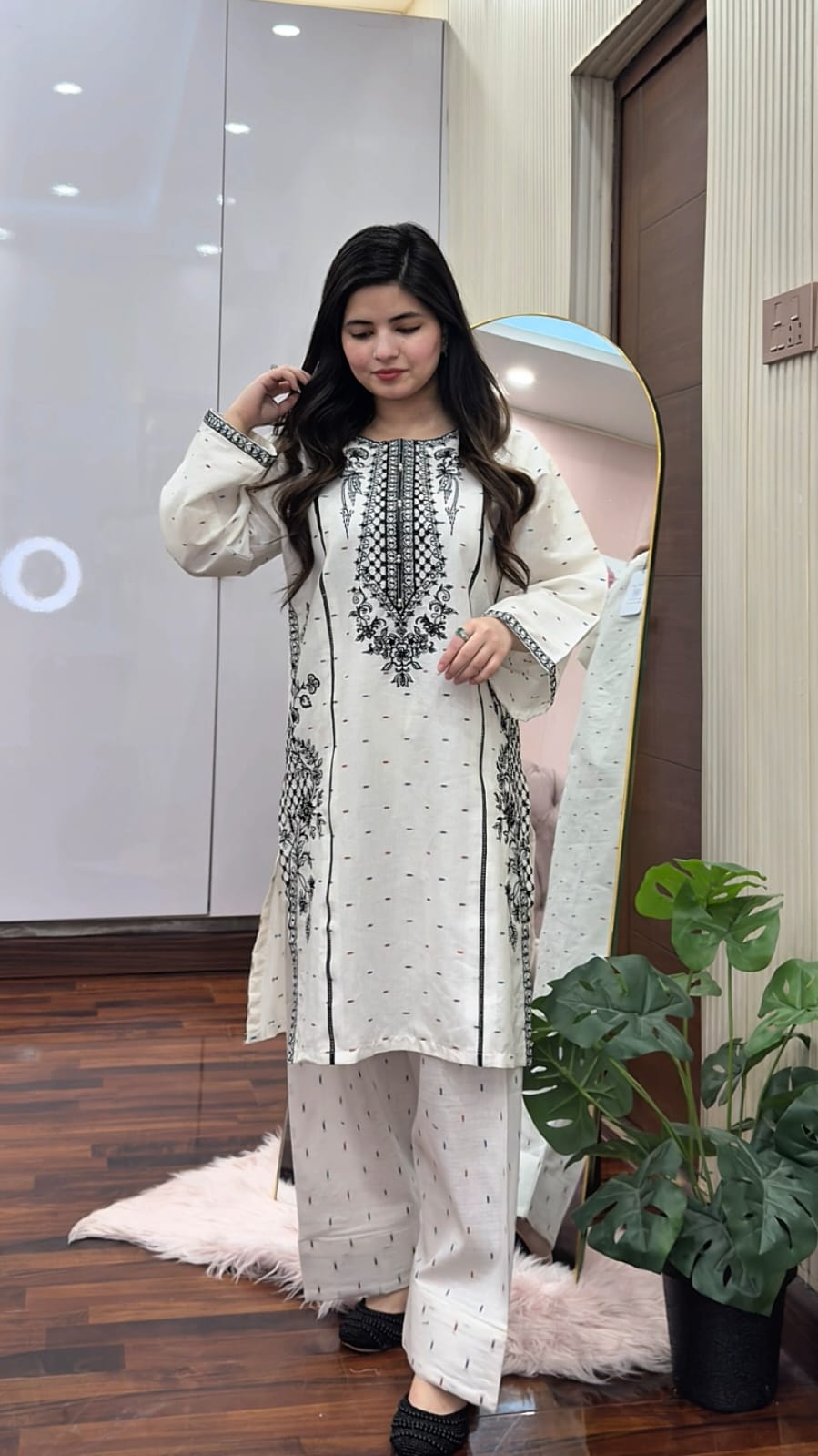 DORIA COTTON 2-PIECE STICHED EMBROIDERED DRESS