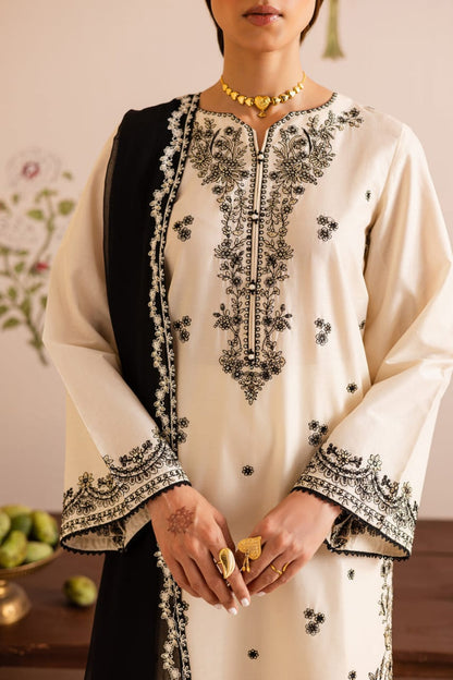 PREMIUM QUALITY 3-PIECE STITCHED COTTON EMBROIDERED DRESS