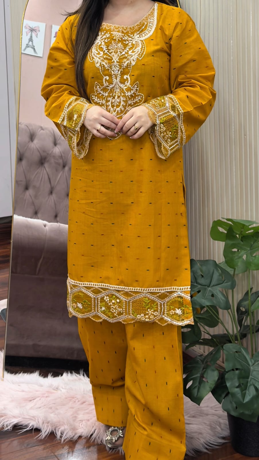 DORIA COTTON 2-PIECE STICHED EMBROIDERED DRESS