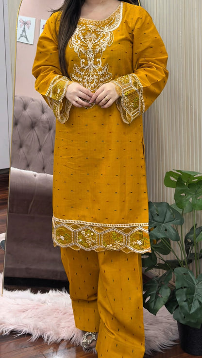 DORIA COTTON 2-PIECE STICHED EMBROIDERED DRESS