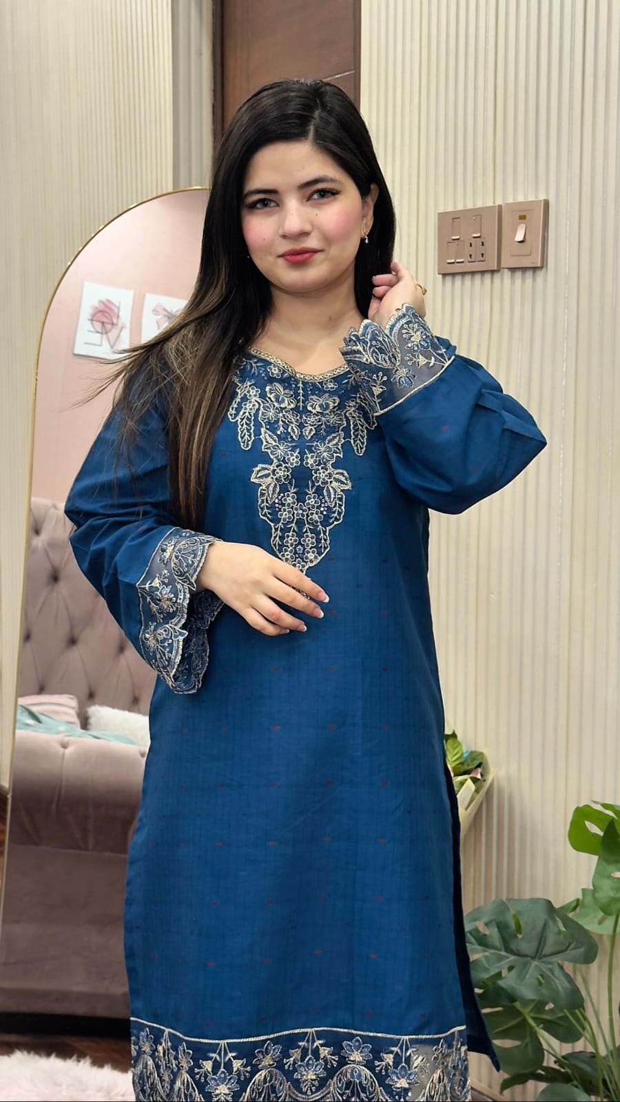 DORIA COTTON 2-PIECE STICHED EMBROIDERED DRESS