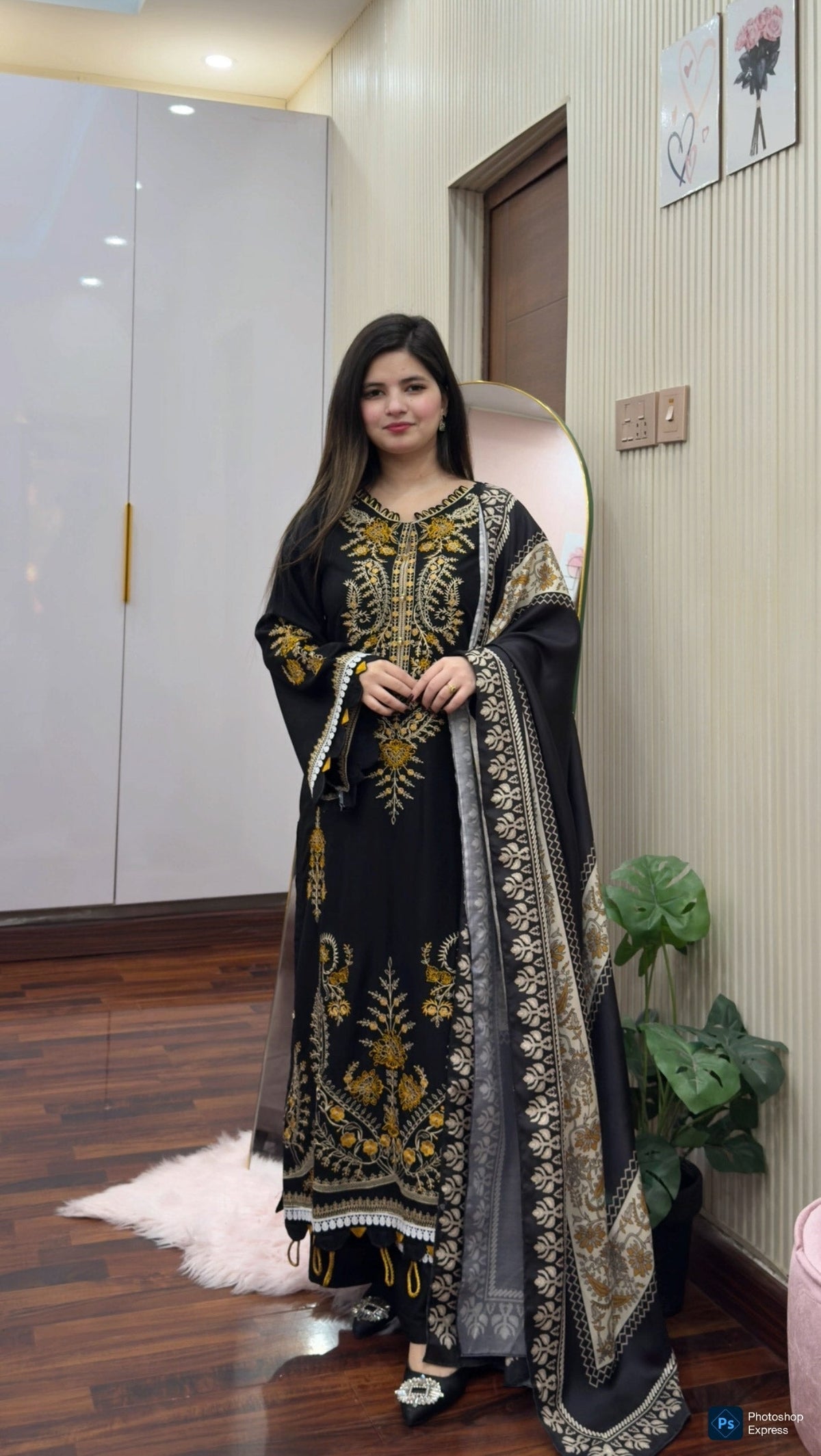 PREMIUM QUALITY 3-PIECE STITCHED LONG LENGTH EMBROIDERED DRESS
