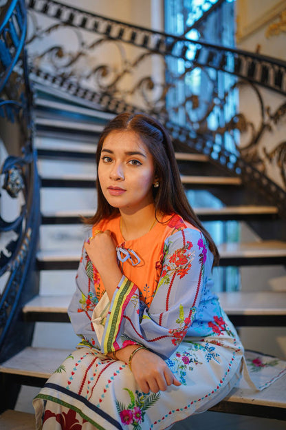 Premium Quality 2-Piece Stitched Long Length Printed Dress