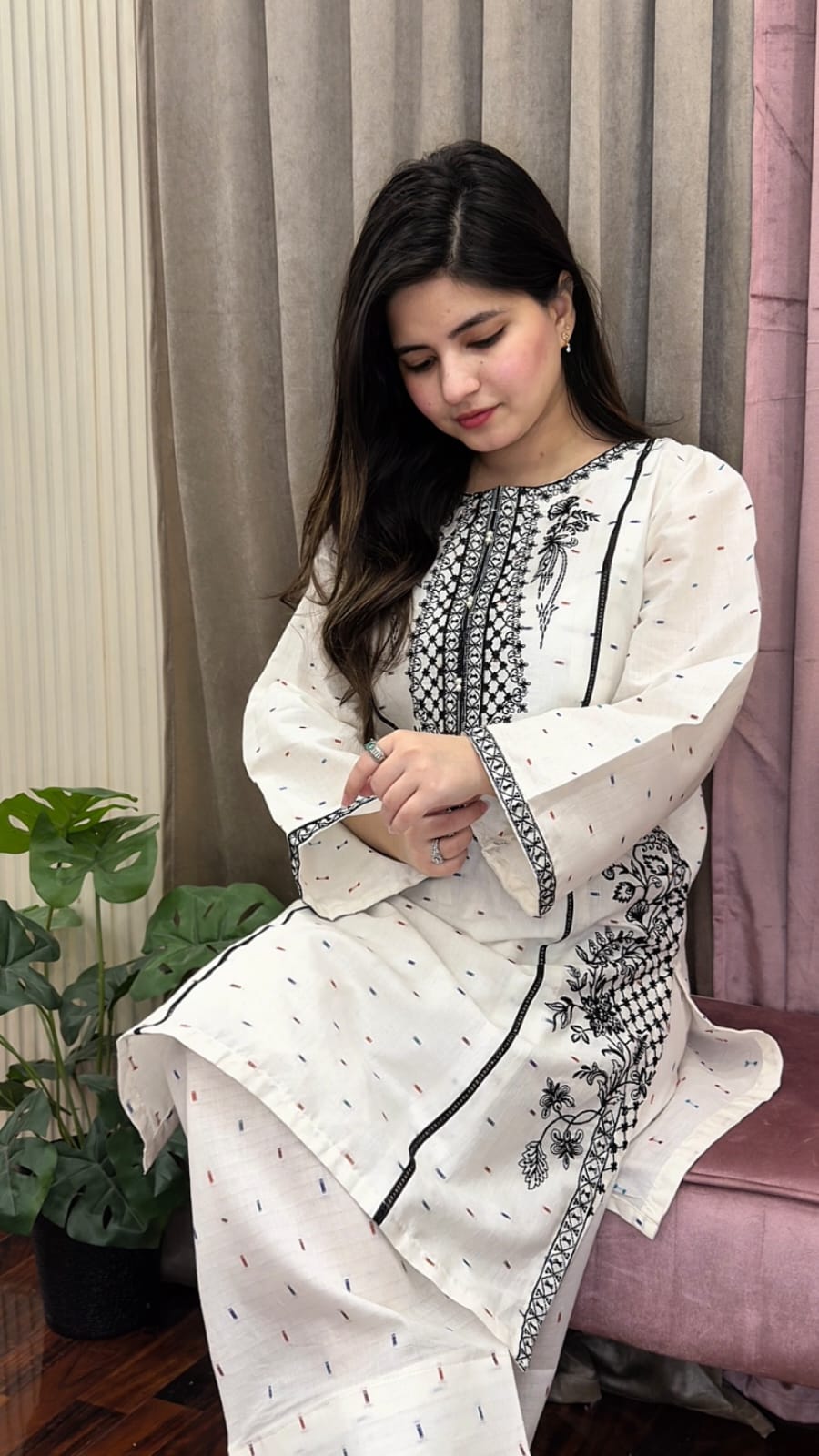 DORIA COTTON 2-PIECE STICHED EMBROIDERED DRESS