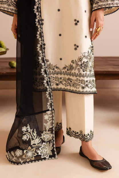 PREMIUM QUALITY 3-PIECE STITCHED COTTON EMBROIDERED DRESS