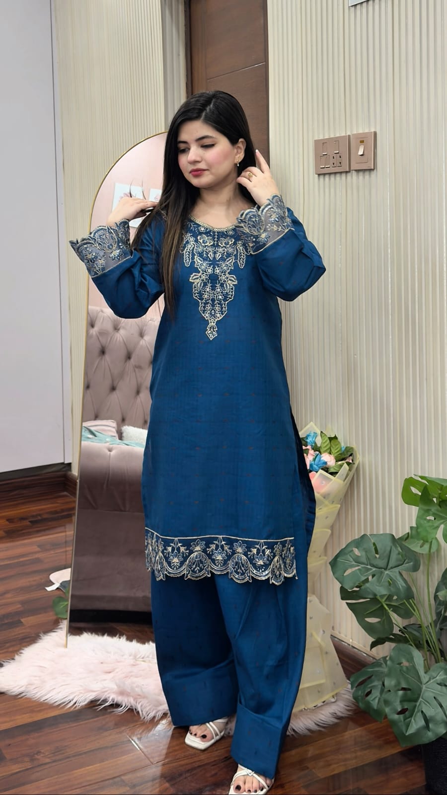 DORIA COTTON 2-PIECE STICHED EMBROIDERED DRESS