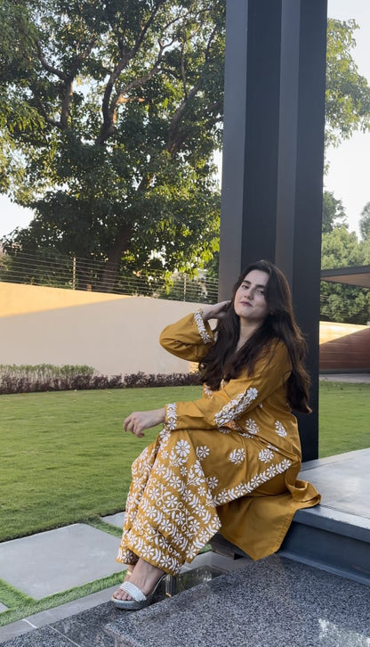 Indian Chicken Kari 2-Piece Stitched Long Embroidered Dress Premium Quality