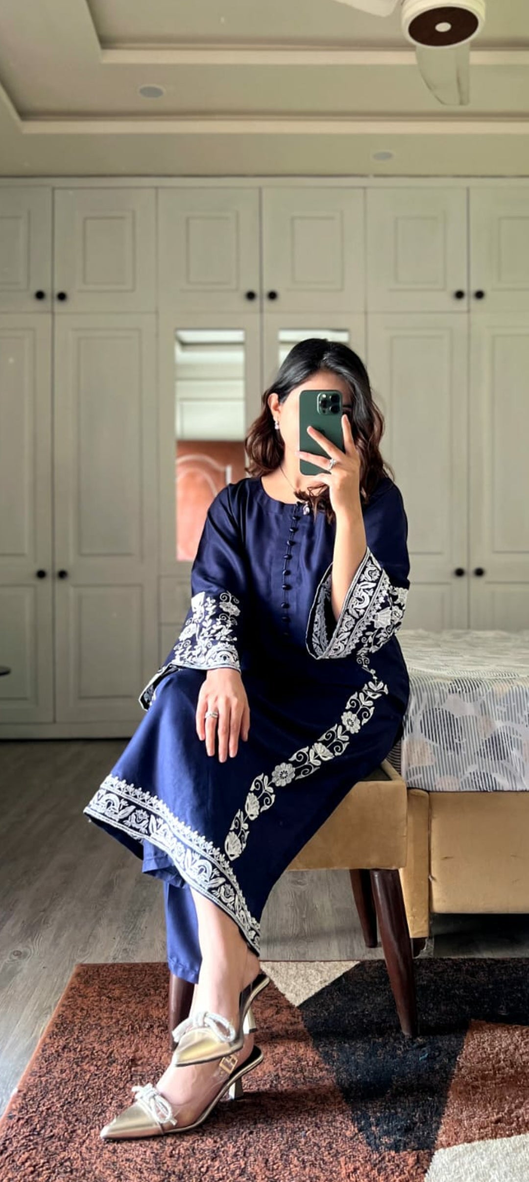 Premium Quality 2-Piece Stitched Long Length Embroidered Dress