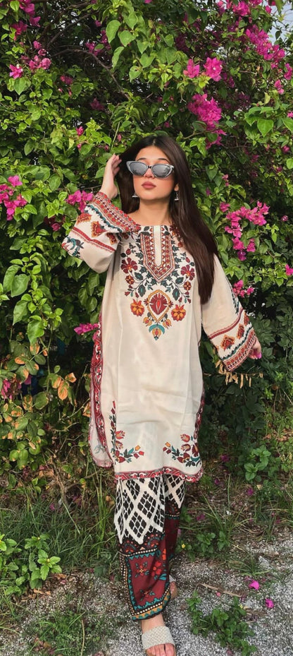 Premium Quality 2-Piece Stitched Printed Dress