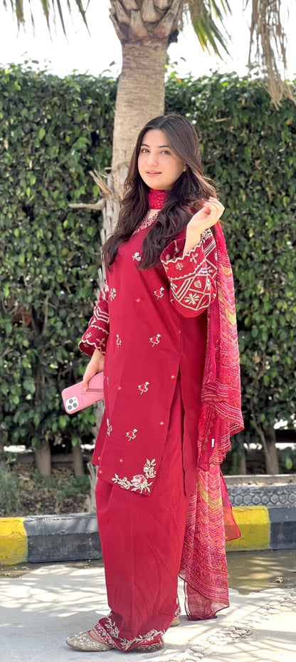 Premium Quality 2-Piece Stitched Embroidered Dress