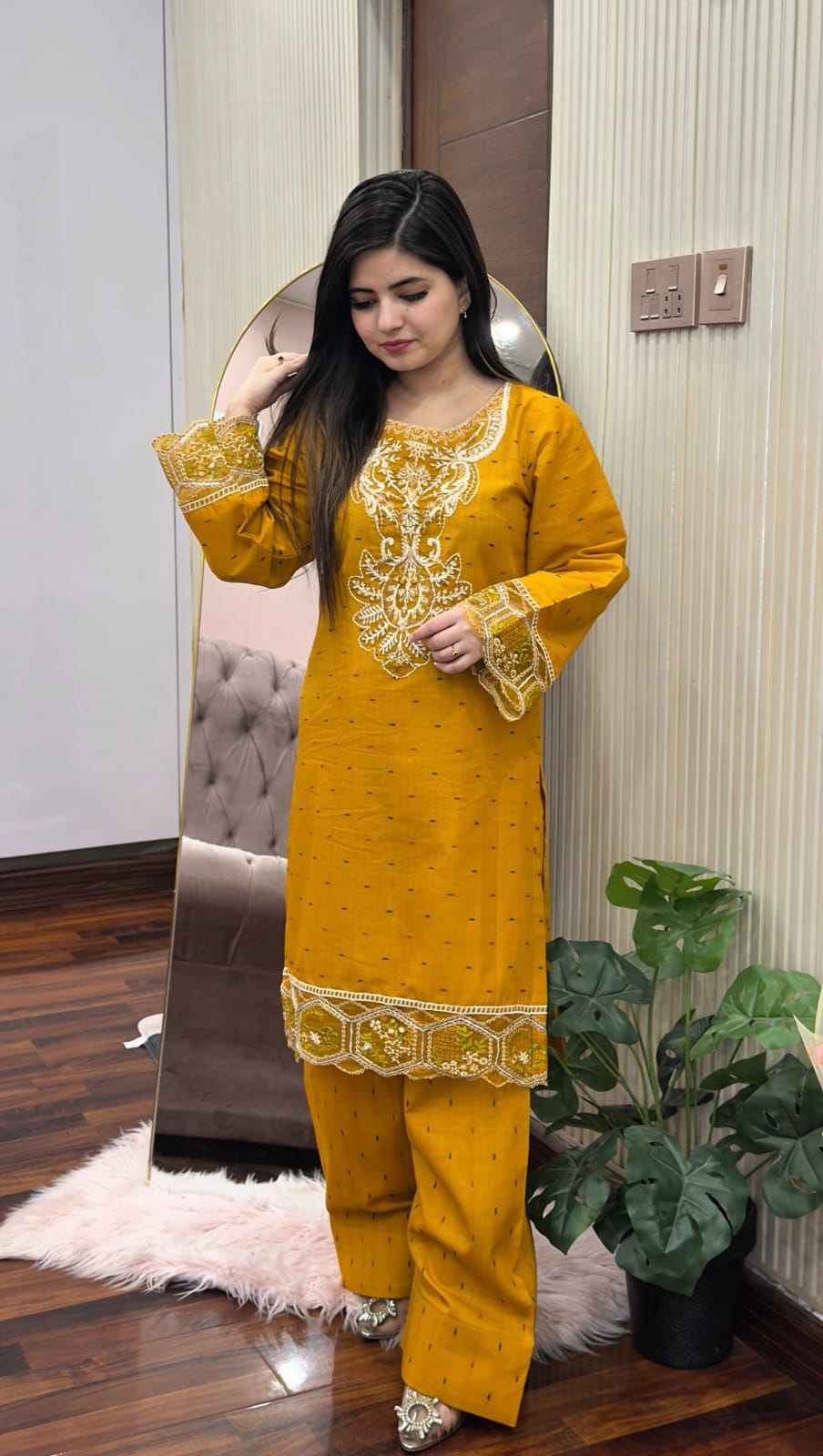 DORIA COTTON 2-PIECE STICHED EMBROIDERED DRESS