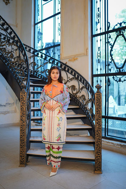 Premium Quality 2-Piece Stitched Long Length Printed Dress