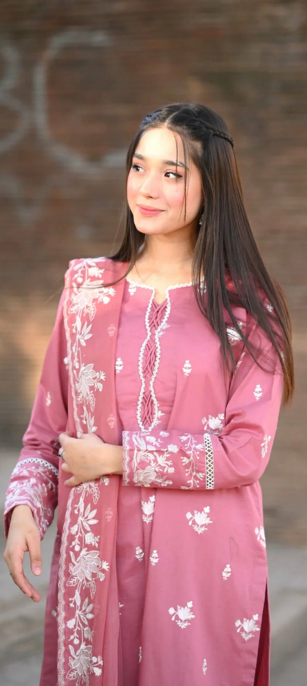 3-Piece Stitched Long Length Embroidered Dress Premium Quality