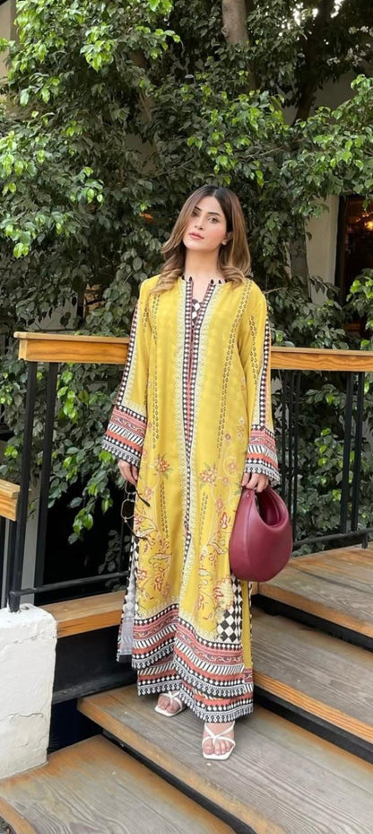 Long Length 2-Piece Stitched Printed Dress Premium Quality