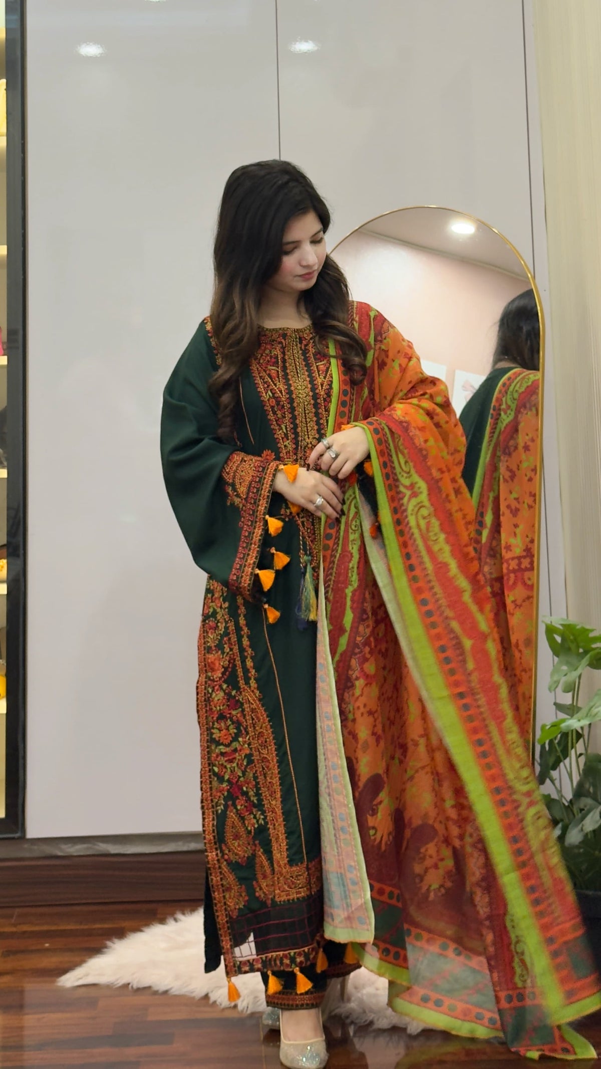 3-PIECE STICHED LONG LENGTH EMBROIDERED DRESS PREMIUM QUALITY