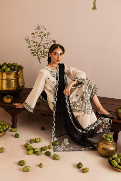 PREMIUM QUALITY 3-PIECE STITCHED COTTON EMBROIDERED DRESS