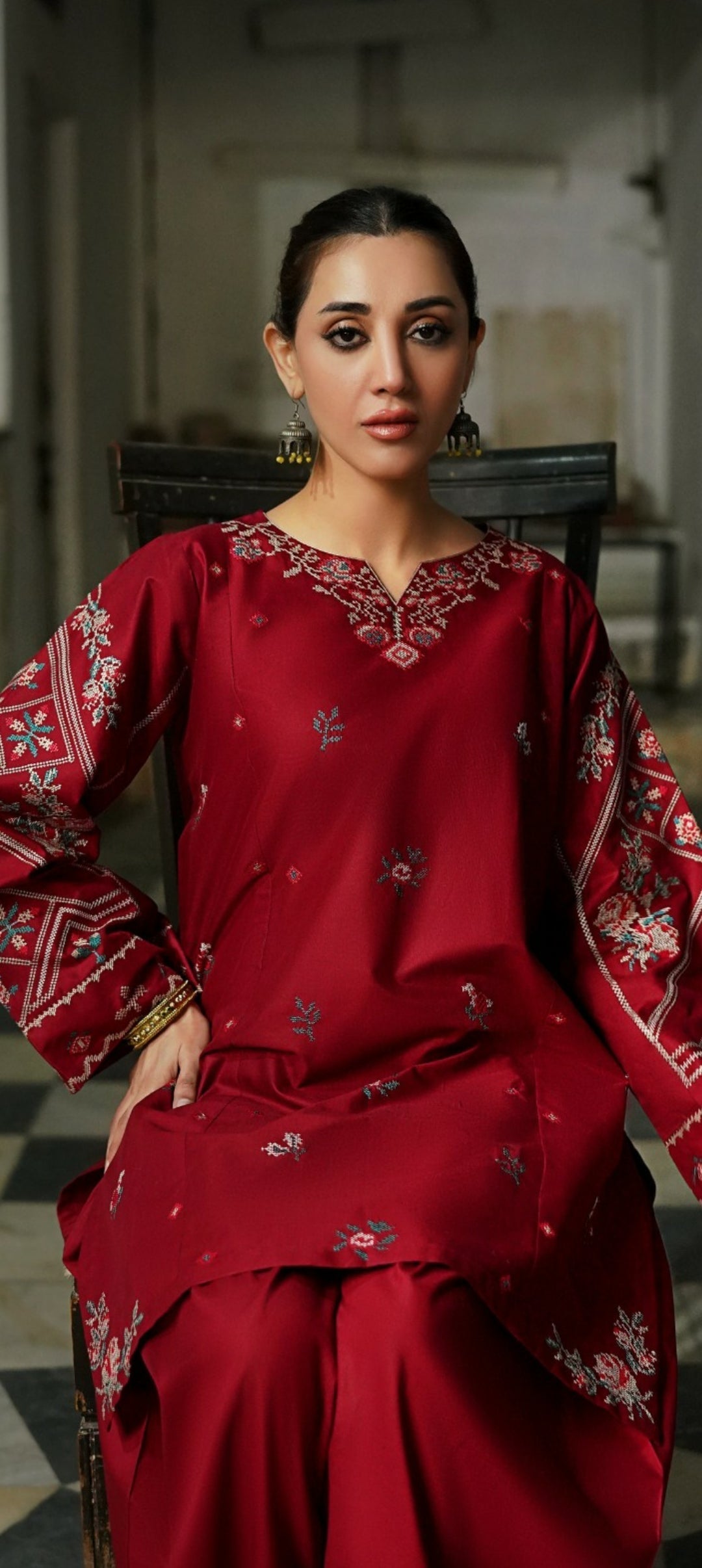 Premium Quality 2-Piece Stitched Embroidered Dress