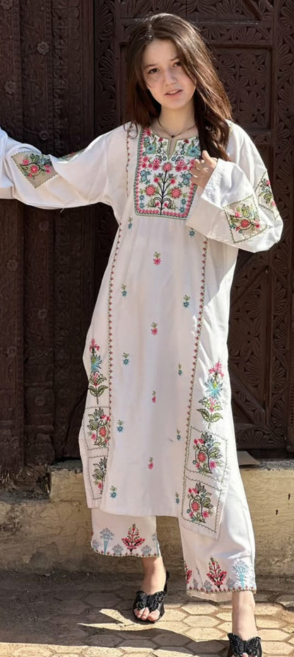 Long Length 2-Piece Stitched Embroidered Dress Premium Quality